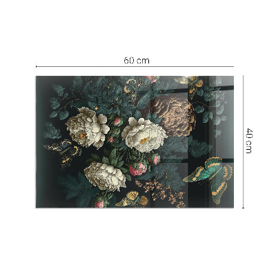 Protecție sub sobă dreptunghiulară Model floral cu fluturi