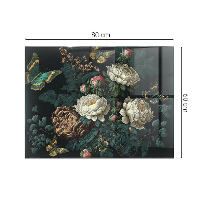 Protecție sub sobă dreptunghiulară Model floral cu fluturi