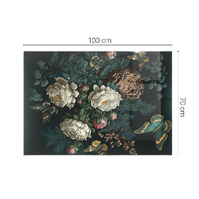 Protecție sub sobă dreptunghiulară Model floral cu fluturi