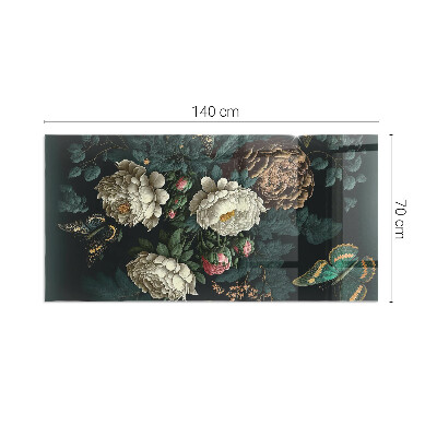 Protecție sub sobă dreptunghiulară Model floral cu fluturi