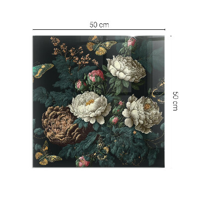 Protecție sub sobă dreptunghiulară Model floral cu fluturi