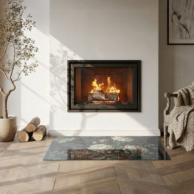 Protecție sub sobă dreptunghiulară Model floral cu fluturi