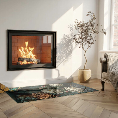 Protecție sub sobă dreptunghiulară Model floral cu fluturi