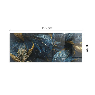 Sticlă sub șemineu dreptunghiular Frunze elegante în textură