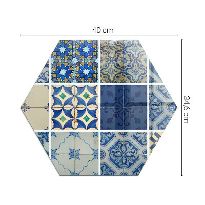 Protecție sub sobă hexagonal Modele ceramice pe fundal