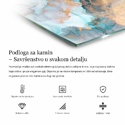 Sticlă sub șemineu hexagonal Model natural de lemn deschis la culoare