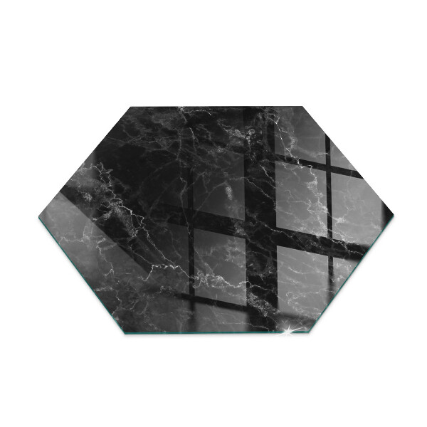 Placă de sticlă pentru șemineu hexagonal Motiv elegant din marmură