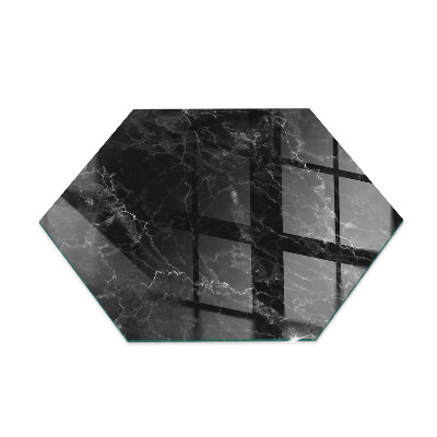 Placă de sticlă pentru șemineu hexagonal Motiv elegant din marmură