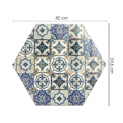 Protecție sub sobă hexagonal Motiv mozaic cu accente florale