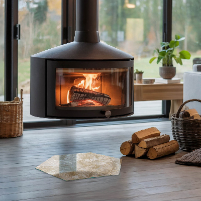 Placă de sticlă pentru șemineu hexagonal Modele delicate de frunze