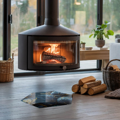 Placă de sticlă pentru șemineu hexagonal Frunze elegante în structură