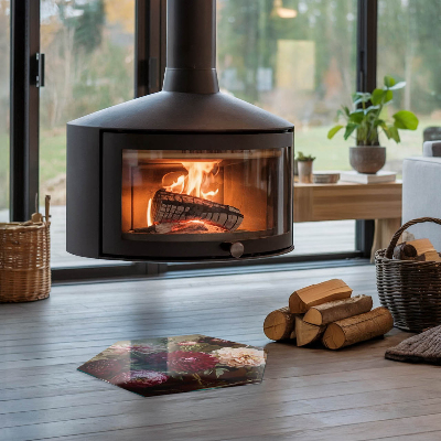 Sticlă securizată protecție sub sobă hexagonal Detaliu floral în plină floare