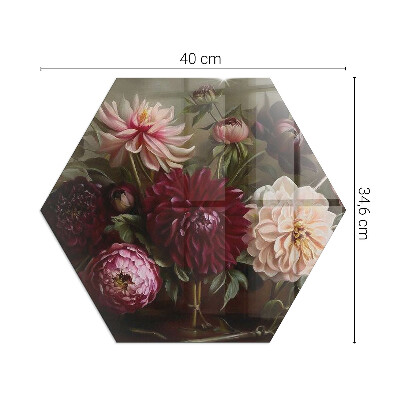 Sticlă securizată protecție sub sobă hexagonal Detaliu floral în plină floare