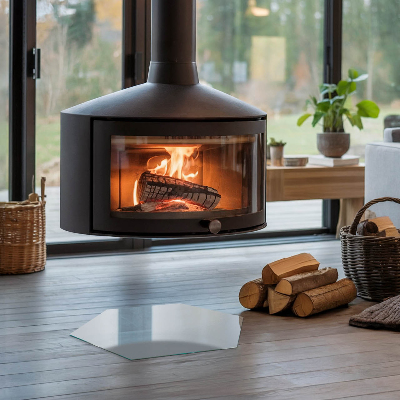 Sticlă sub șemineu hexagonal Culoare Gri