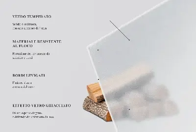 Placă de sticlă pentru șemineu semitransparentă în formă hexagonală