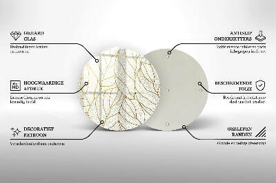 Coaster de lumânări rotundă Model de frunze Line-art