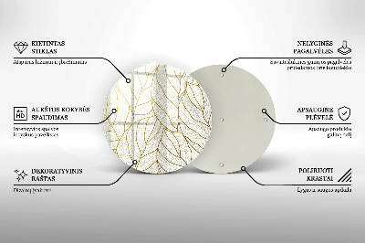 Coaster de lumânări rotundă Model de frunze Line-art