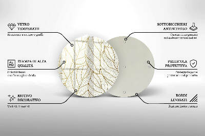 Coaster de lumânări rotundă Model de frunze Line-art