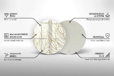 Coaster de lumânări rotundă Model de frunze Line-art