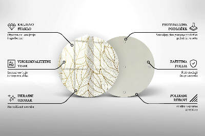 Coaster de lumânări rotundă Model de frunze Line-art