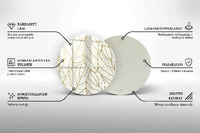 Coaster de lumânări rotundă Model de frunze Line-art
