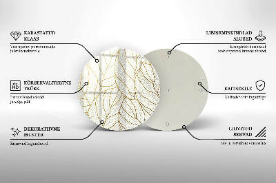 Coaster de lumânări rotundă Model de frunze Line-art