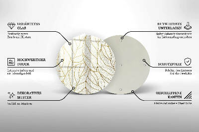Coaster de lumânări rotundă Model de frunze Line-art