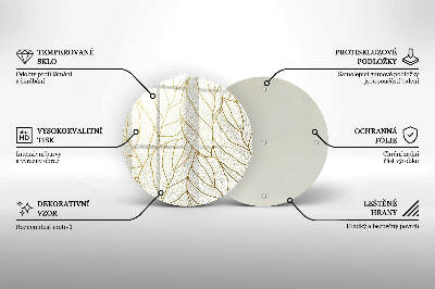 Coaster de lumânări rotundă Model de frunze Line-art
