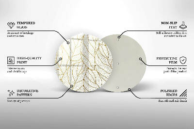 Coaster de lumânări rotundă Model de frunze Line-art