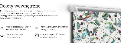 Jaluzele tip roletă cu frunze albastre și păsări colorate