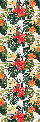 Jaluzele tip roletă cu model de flori și frunze tropicale