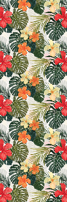 Jaluzele tip roletă cu model de flori și frunze tropicale
