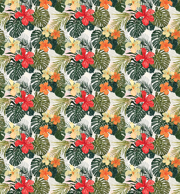 Jaluzele tip roletă cu model de flori și frunze tropicale
