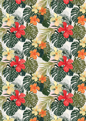 Jaluzele tip roletă cu model de flori și frunze tropicale