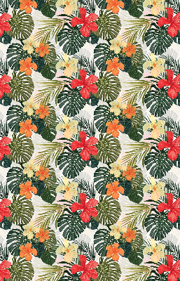 Jaluzele tip roletă cu model de flori și frunze tropicale
