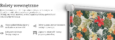 Jaluzele tip roletă cu model de flori și frunze tropicale