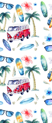 Jaluzele tip roletă cu mașini și palmieri din Hawaii