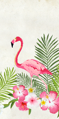 Jaluzele tip roletă flamingo lângă frunze