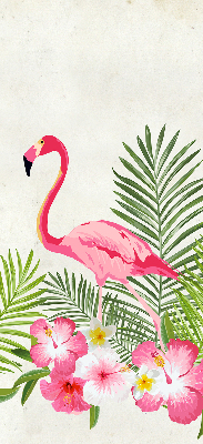 Jaluzele tip roletă flamingo lângă frunze