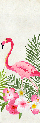 Jaluzele tip roletă flamingo lângă frunze