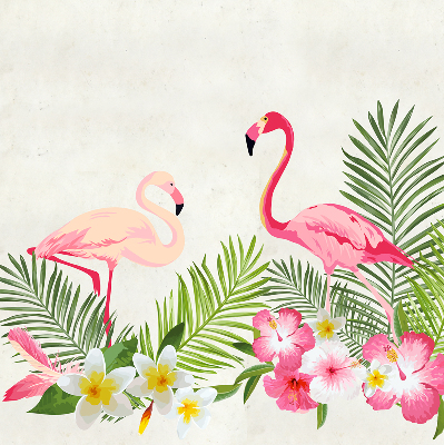 Jaluzele tip roletă flamingo lângă frunze