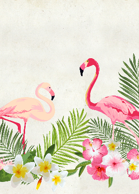 Jaluzele tip roletă flamingo lângă frunze
