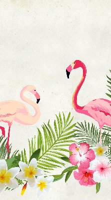 Jaluzele tip roletă flamingo lângă frunze