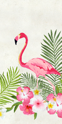 Jaluzele tip roletă flamingo lângă frunze