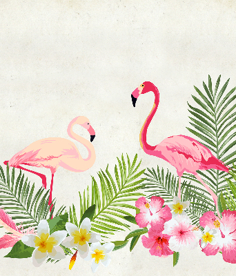 Jaluzele tip roletă flamingo lângă frunze