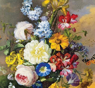 Stor geam interior un buchet de flori