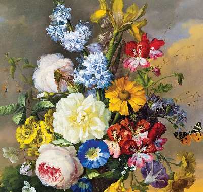 Stor geam interior un buchet de flori