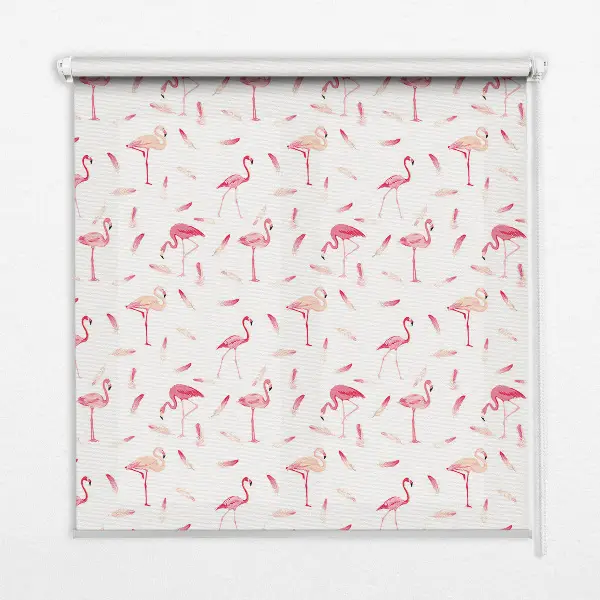 Stor geam interior cu motivul Flamingo și penele lor