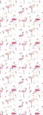 Stor geam interior cu motivul Flamingo și penele lor