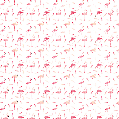 Stor geam interior cu motivul Flamingo și penele lor